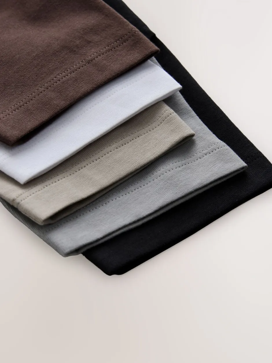Tops|T-Shirts*Next Zwart/Grijs/Bruin/kiezelkleurig/Wit - Set van 5 T-shirts met korte mouwen (3mnd-7jr)