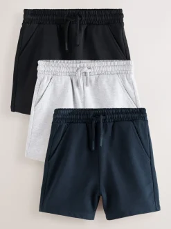 Shorts|Shorts*Next - Verpakking van 3 jersey shorts (3mnd -7jr) Zwart/grijs/marineblauw