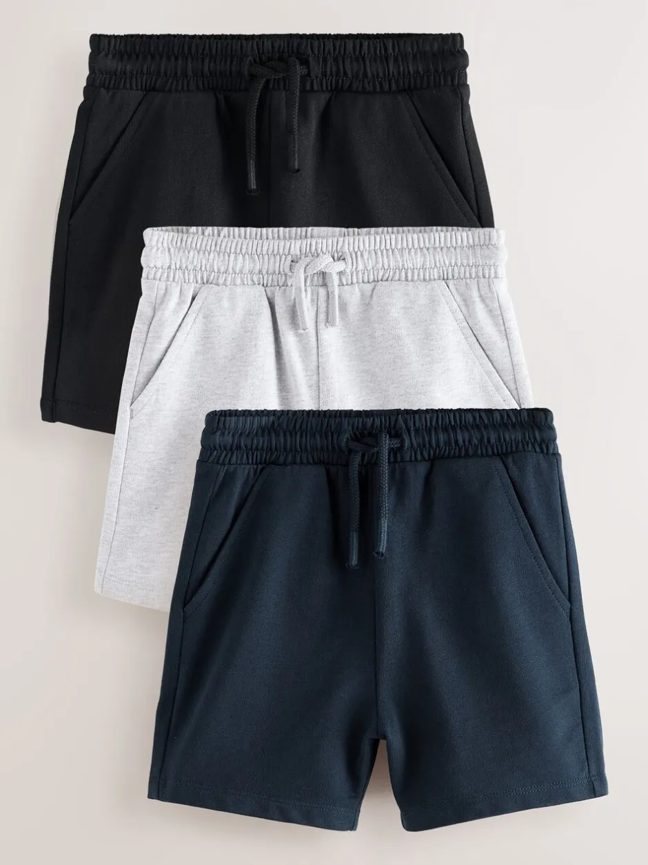 Shorts|Shorts*Next - Verpakking van 3 jersey shorts (3mnd -7jr) Zwart/grijs/marineblauw