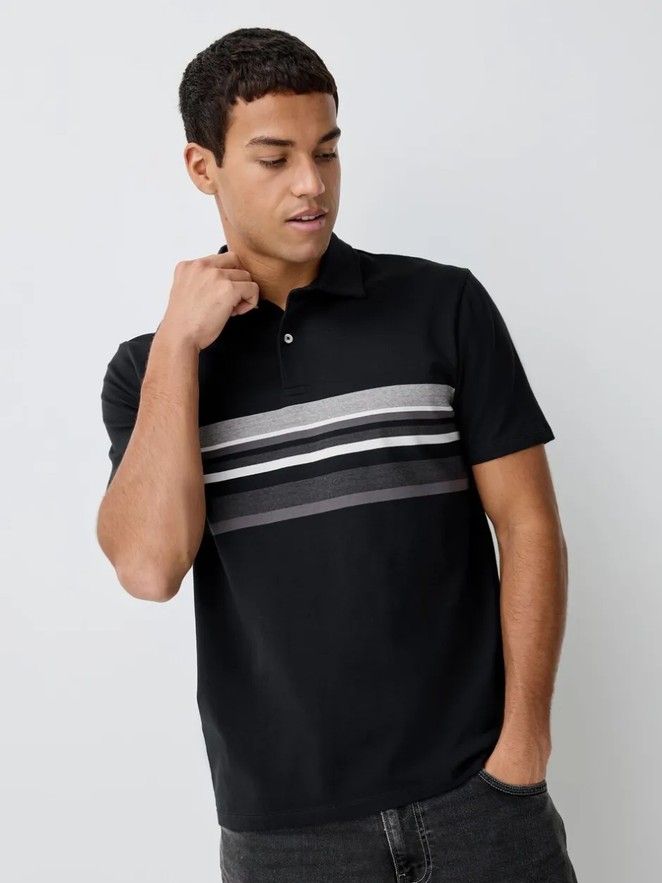 Poloshirts|Next Zwart/grijs/naturel blok - Set van 3 jersey poloshirts met korte mouwen