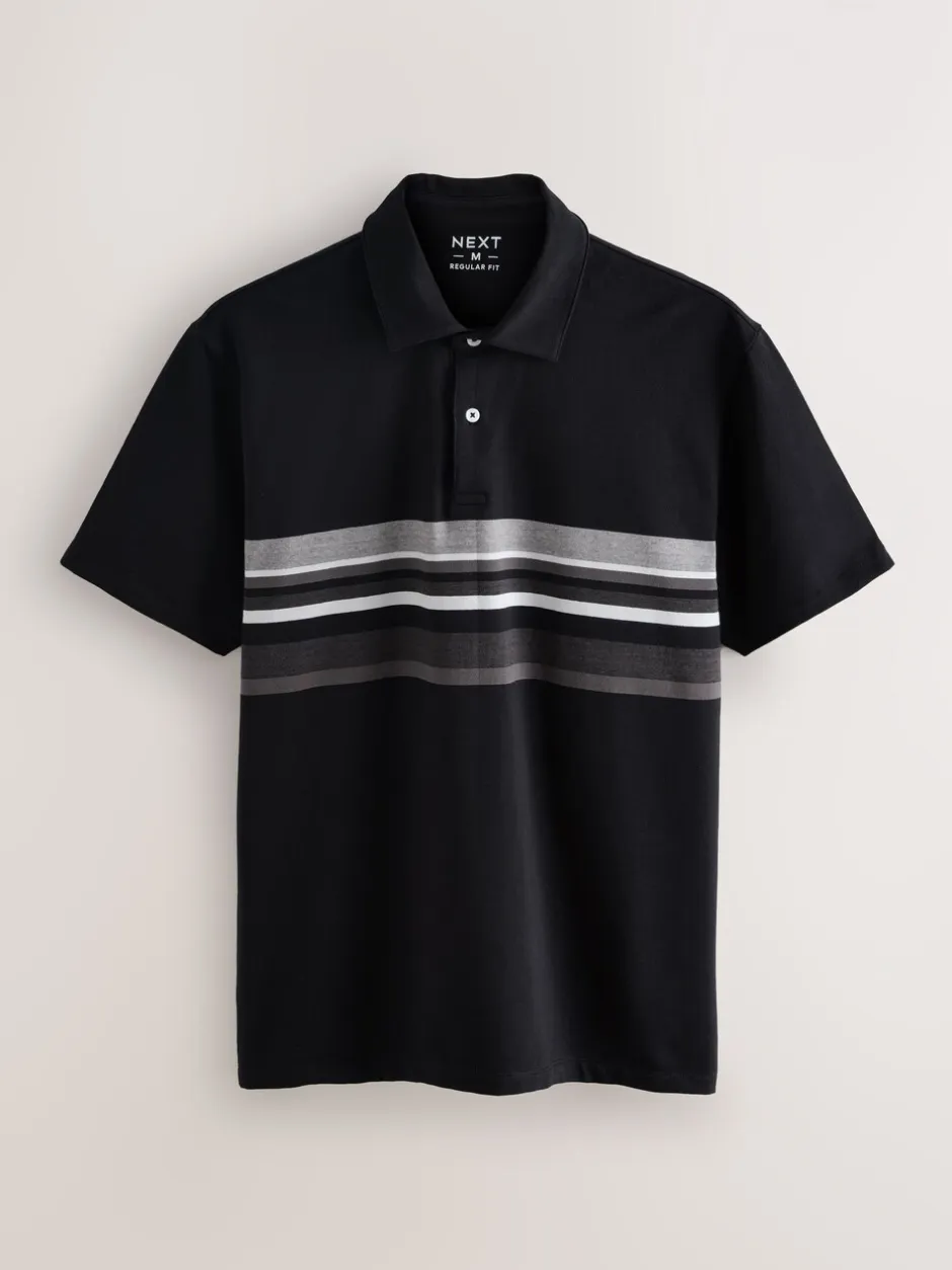 Poloshirts|Next Zwart/grijs/naturel blok - Set van 3 jersey poloshirts met korte mouwen