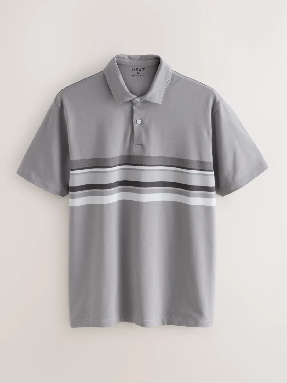 Poloshirts|Next Zwart/grijs/naturel blok - Set van 3 jersey poloshirts met korte mouwen