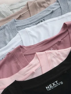Tops En T-Shirts|Next Zwart/grijs/roze - Set van 7 T-shirts met kapmouwtjes