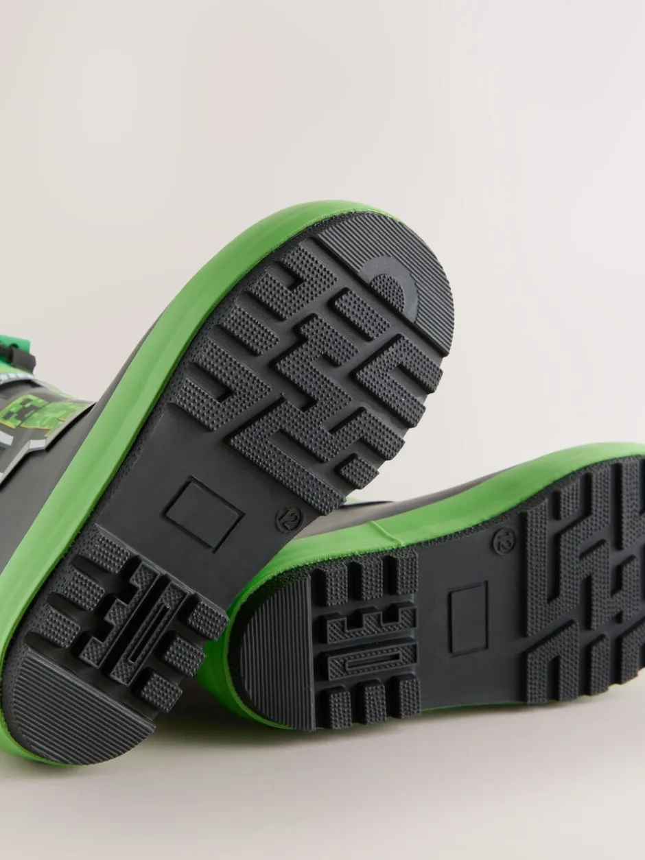 Laarzen|Next Zwart/groen - Minecraft Warm Lined Cuff Wellies