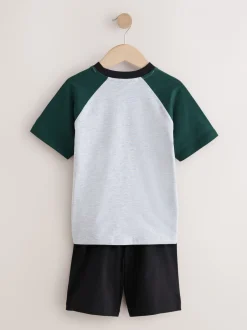 Pyjama's|Next - Set van 3 pyjama's met short (3-16 jr) Zwart/groen