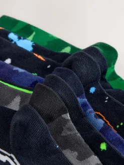 Sokken|Next Zwart/groen drippy gamer - Verpakking van 7 paar sokken met hoog aandeel katoen