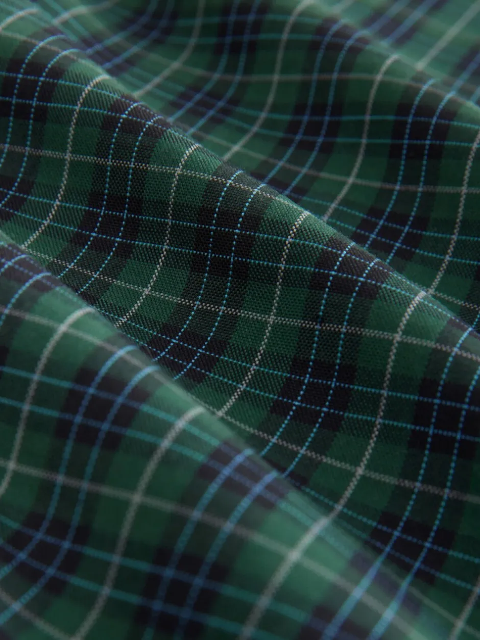 Shirts|Next Zwart/groen mini-ruit - Strijvrij Oxford overhemd met korte mouwen en knopen