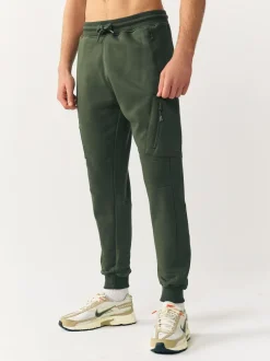 Joggingbroeken|Next - Slim Fit Utility Brushback Heavyweight 2 Pack Cargo Joggers Zwart/kakigroen