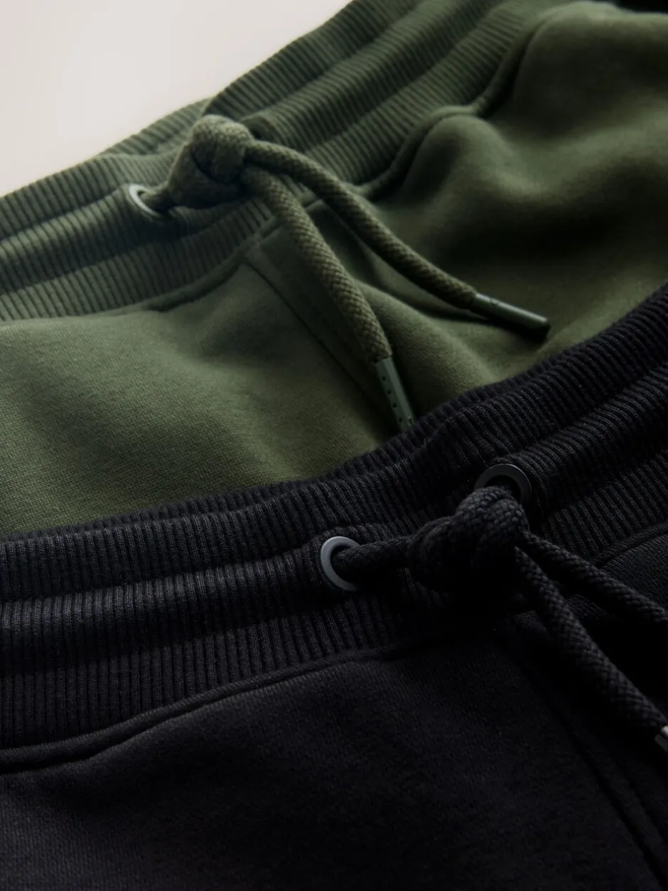 Joggingbroeken|Next - Slim Fit Utility Brushback Heavyweight 2 Pack Cargo Joggers Zwart/kakigroen