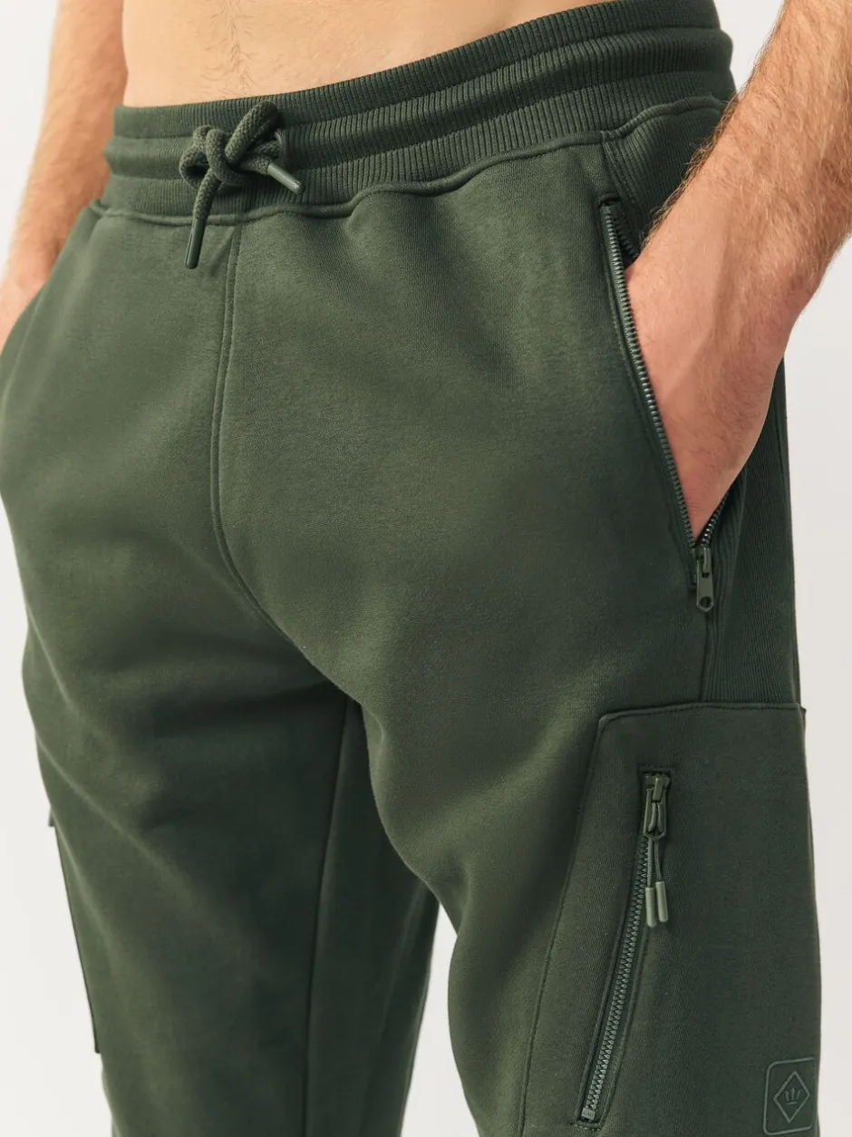 Joggingbroeken|Next - Slim Fit Utility Brushback Heavyweight 2 Pack Cargo Joggers Zwart/kakigroen