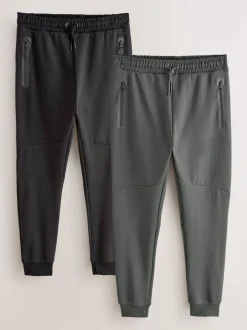 Joggingbroeken|Next Zwart/Leisteen grijs - Interlock Soft Touch 2 Pack Cuffed Joggers