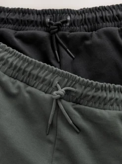 Joggingbroeken|Next Zwart/Leisteen grijs - Interlock Soft Touch 2 Pack Cuffed Joggers