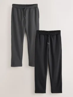 Joggingbroeken*Next - Straight Fit Brushback Heavyweight 2 Pack Joggers Zwart/Leisteen grijs