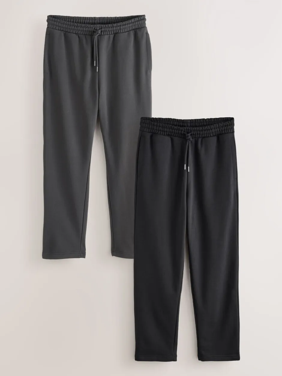 Joggingbroeken*Next - Straight Fit Brushback Heavyweight 2 Pack Joggers Zwart/Leisteen grijs