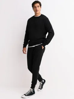 Joggingbroeken*Next - Straight Fit Brushback Heavyweight 2 Pack Joggers Zwart/Leisteen grijs