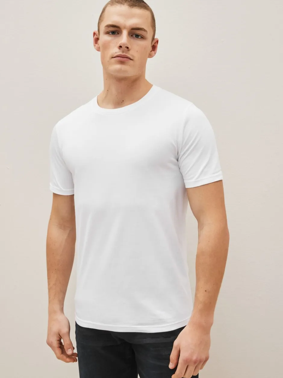 T-Shirts En Hemden|Next - Slim Fit - Essential katoenen T-shirts verpakking van 6 Zwart/leisteen/grijs gemêleerd/wit/marineblauw/blauw
