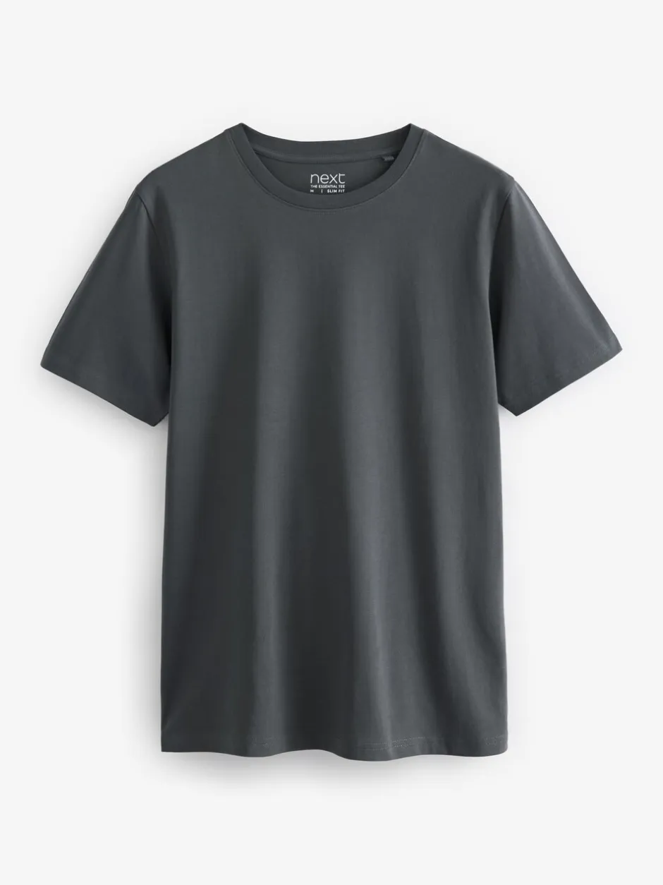 T-Shirts En Hemden|Next Zwart/leisteen/grijs gemêleerd/wit/marineblauw/blauw - Normale Pasvorm - Essential katoenen T-shirts verpakking van 6
