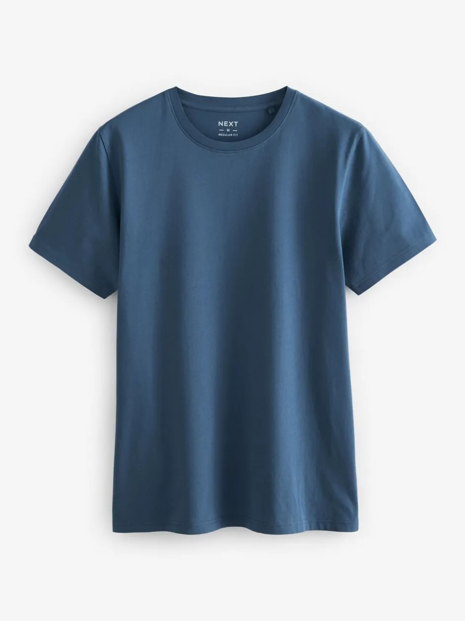 T-Shirts En Hemden|Next Zwart/leisteen/grijs gemêleerd/wit/marineblauw/blauw - Normale Pasvorm - Essential katoenen T-shirts verpakking van 6