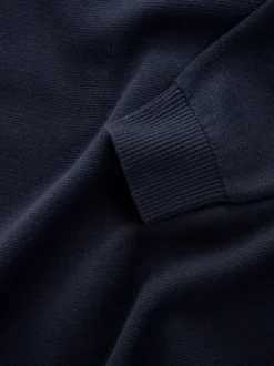 Gebreide Kleding*Next - 100% Cotton Regular Fit Premium Quarter Zip Jumpers 2 Pack Zwart/marineblauw