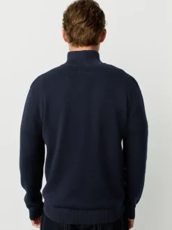 Gebreide Kleding*Next - 100% Cotton Regular Fit Premium Quarter Zip Jumpers 2 Pack Zwart/marineblauw
