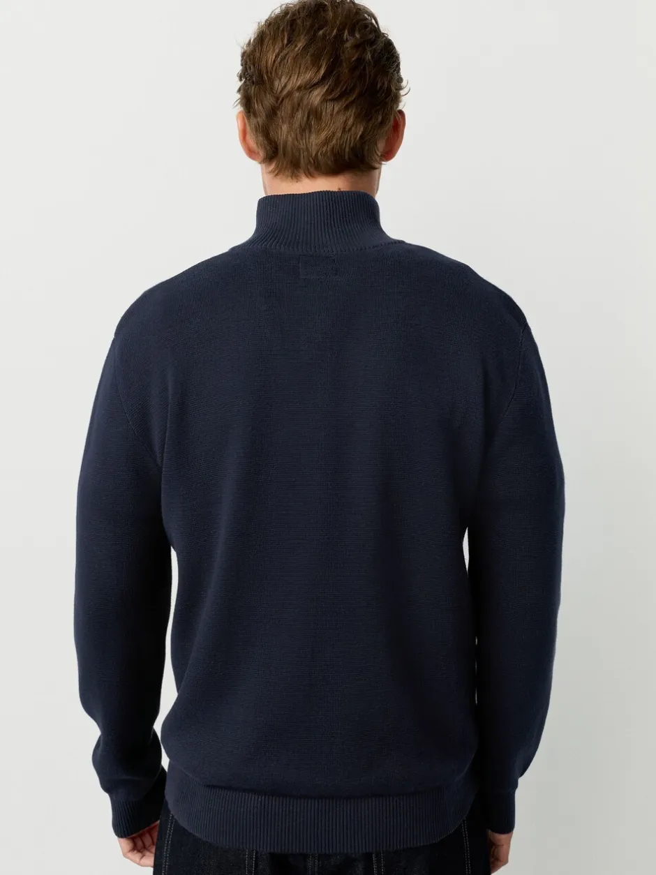 Gebreide Kleding*Next - 100% Cotton Regular Fit Premium Quarter Zip Jumpers 2 Pack Zwart/marineblauw