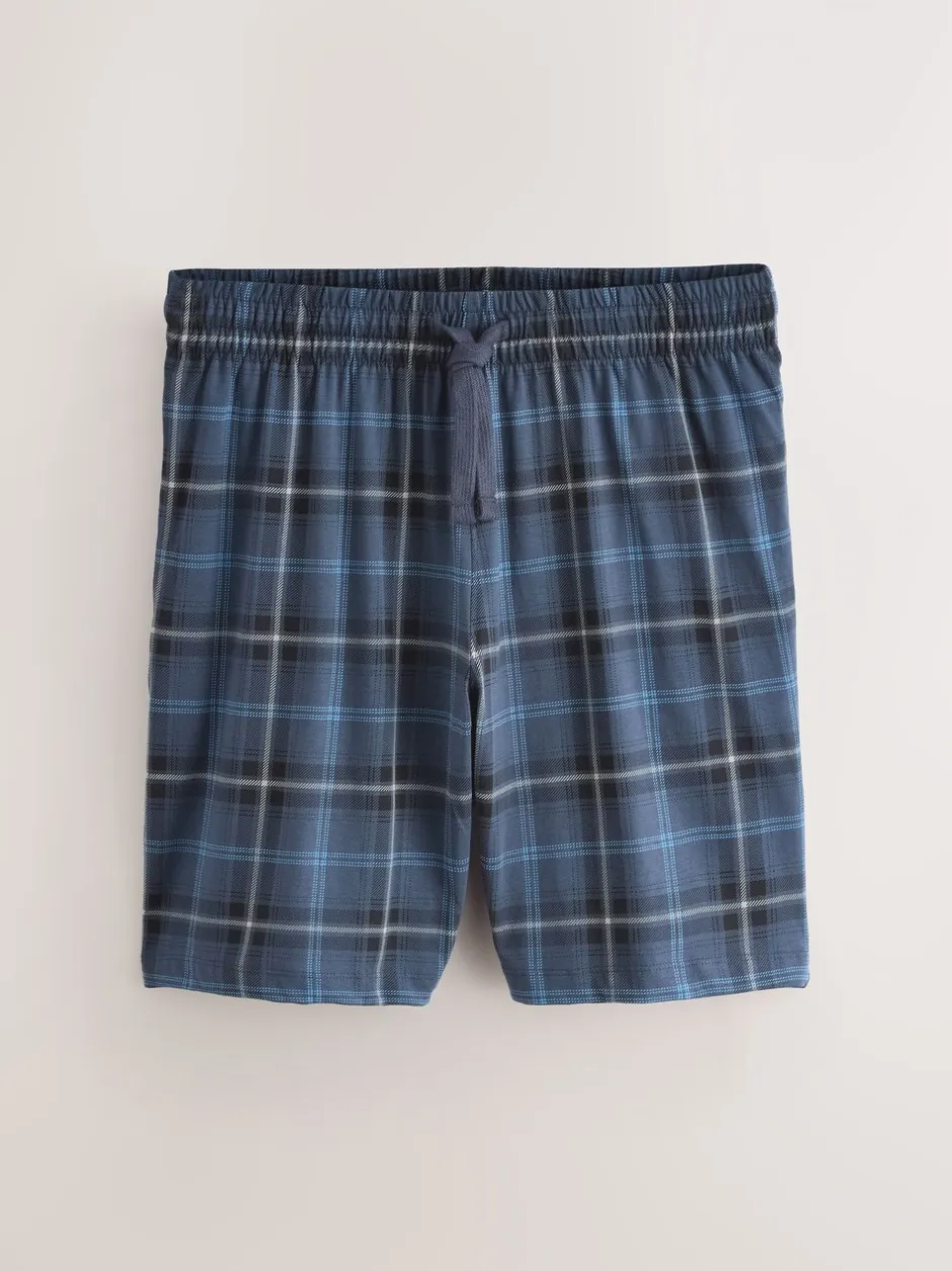 Pyjama's|Loungewear|Next Zwart/marineblauw - Check Short Sleeve Jersey Pyjamas Set 2 Pack