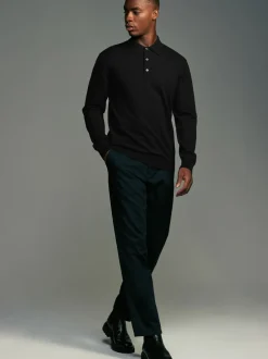 Gebreide Kleding|Poloshirts*Next - Gebreide poloshirts met lange mouwen 2 -pack Zwart/marineblauw