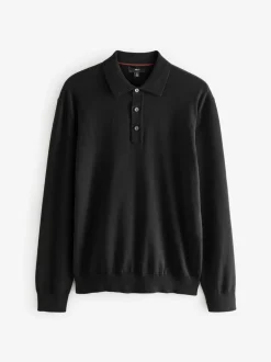 Gebreide Kleding|Poloshirts*Next - Gebreide poloshirts met lange mouwen 2 -pack Zwart/marineblauw