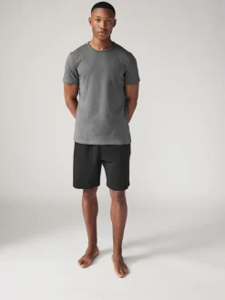 Shorts*Next - Loopback Soft Touch 2 Pack Jogger Shorts Zwart/marineblauw