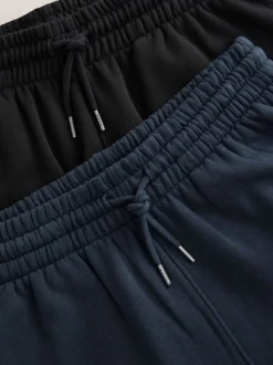 Loungewear|Joggingbroeken*Next Zwart/marineblauw - Met boorden - Brushback Heavyweight Open 2 Pack Joggers