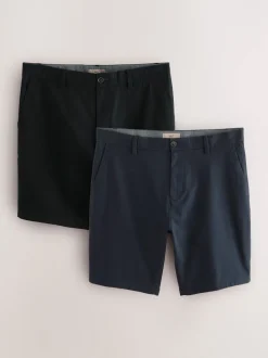 Shorts*Next - Slim Fit - Set van 2 chinoshorts met stretch Zwart/marineblauw