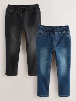Jeans|Next Zwart/marineblauw - Stretchy jeans met elastische taille 2 pack (3-16jr)