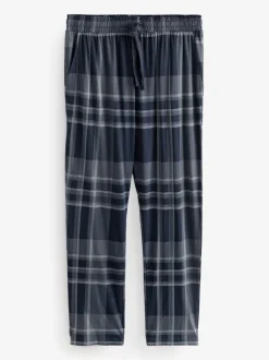 Pyjama's|Next Zwart/marineblauw geruit - Jersey 100% Cotton Pyjama Bottoms 2 Pack