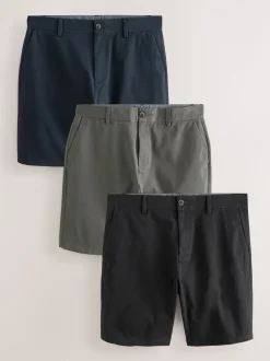 Shorts*Next - Straight fit - Set van 3 chinoshorts met stretch Zwart/marineblauw/antraciet