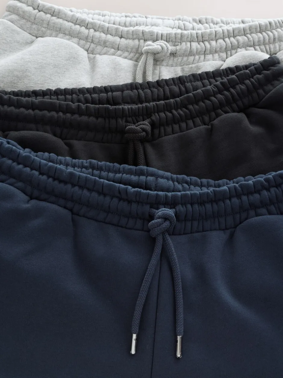 Joggingbroeken*Next - Brushback Heavyweight 3 Pack Joggers Zwart/Marineblauw/Gemêleerd grijs