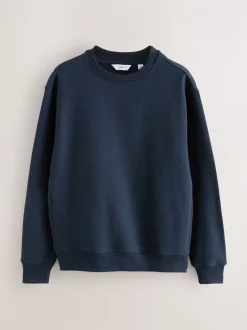 Sweaters En Hoody´S|Sweaters En Hoody´S*Next Zwart/Marineblauw/Gemêleerd grijs - Heavyweight Cotton Rich Jersey Crew Sweatshirts 3 Pack