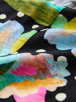 Jurken*Next - Printed Long Sleeve Shirt Dress Zwart/meerkleurig met bloemenprint