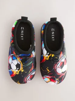 Pantoffels|Next Zwart/Meerkleurig met voetbalprint - Pantoffelmuiltjes