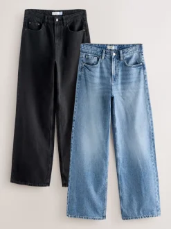 Jeans*Next - Jeans met wijde pijpen 2 Set Zwart/middelblauw