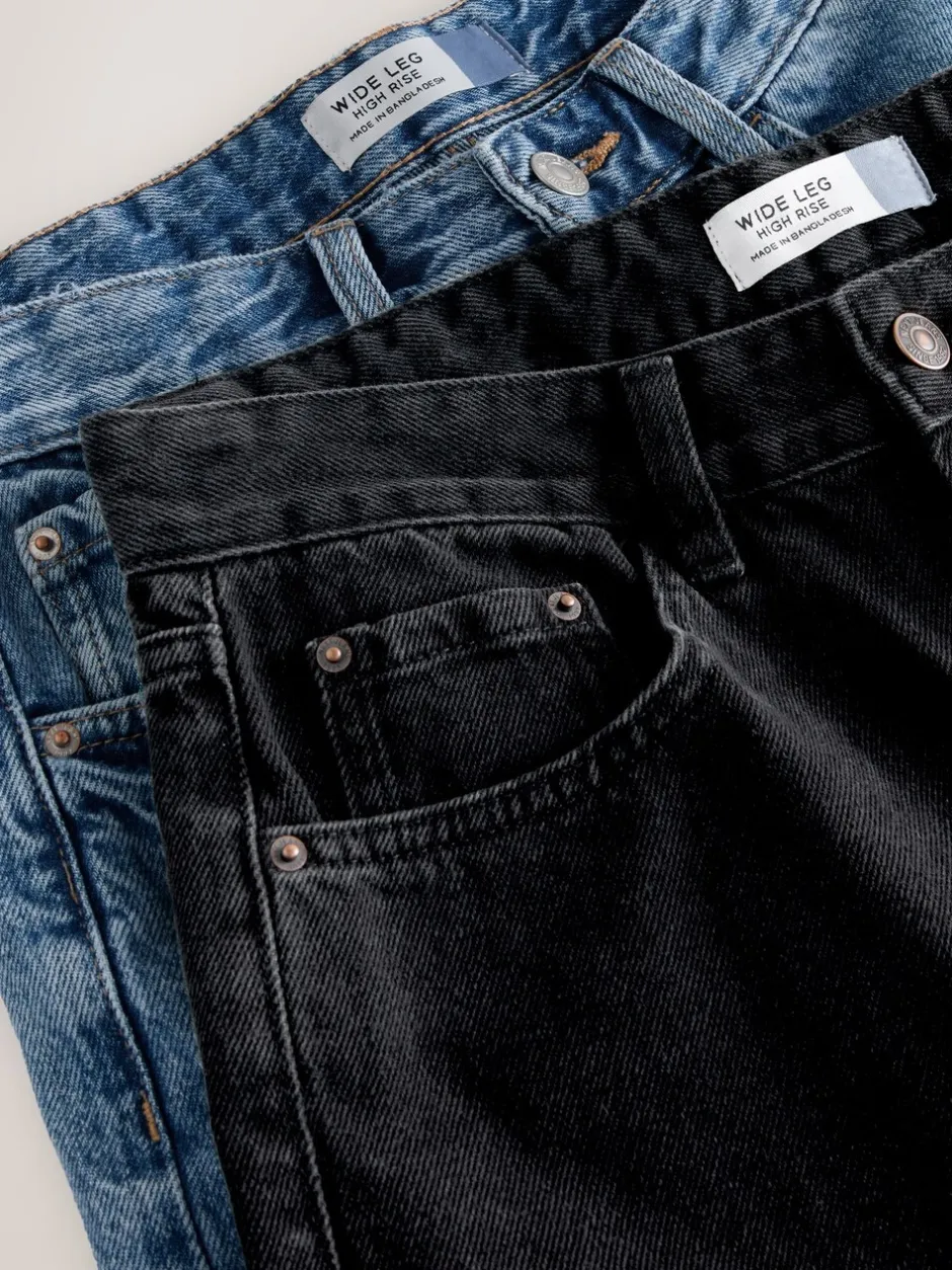 Jeans*Next - Jeans met wijde pijpen 2 Set Zwart/middelblauw
