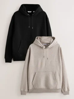 Sweaters En Hoody´S|Sweaters En Hoody´S|Next - Cotton Rich Jersey Overhead Hoodies 2 Pack Zwart/neutraal
