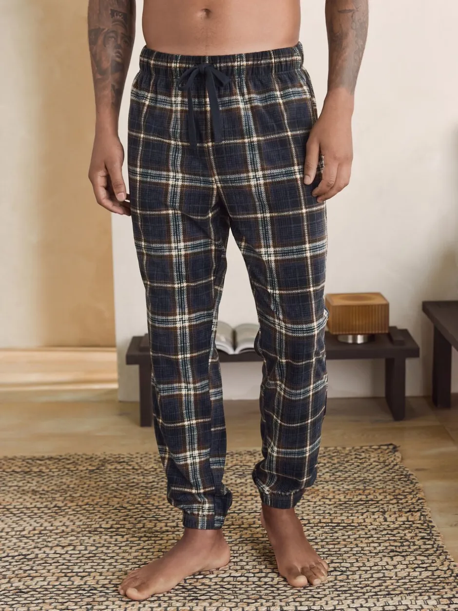 Pyjama's|Loungewear*Next Zwart/neutraal geruit - Motionflex Corded Cosy Cuffed Pyjama Bottoms