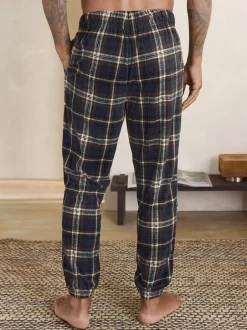 Pyjama's|Loungewear*Next Zwart/neutraal geruit - Motionflex Corded Cosy Cuffed Pyjama Bottoms