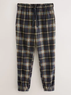 Pyjama's|Loungewear*Next Zwart/neutraal geruit - Motionflex Corded Cosy Cuffed Pyjama Bottoms
