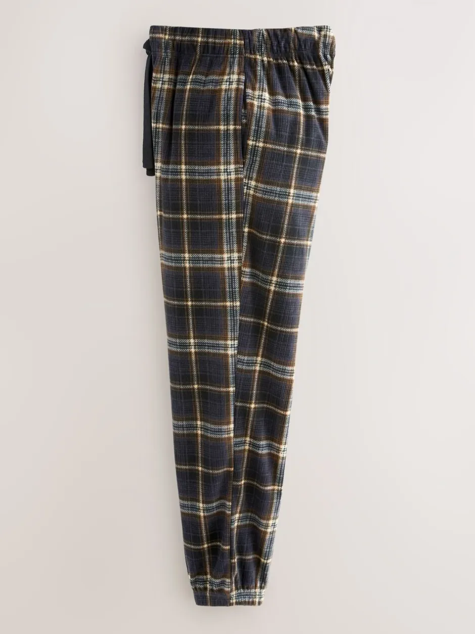 Pyjama's|Loungewear*Next Zwart/neutraal geruit - Motionflex Corded Cosy Cuffed Pyjama Bottoms