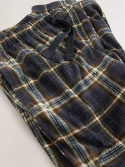 Pyjama's|Loungewear*Next Zwart/neutraal geruit - Motionflex Corded Cosy Cuffed Pyjama Bottoms