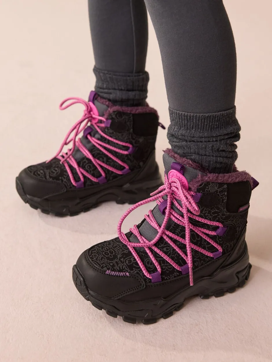 Boots*Next Zwart/paars met print - Waterbestendige wandelschoenen