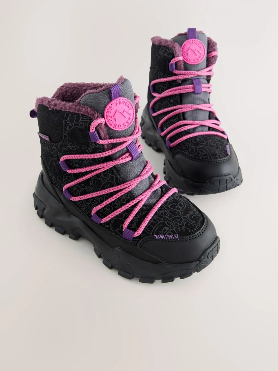 Boots*Next Zwart/paars met print - Waterbestendige wandelschoenen