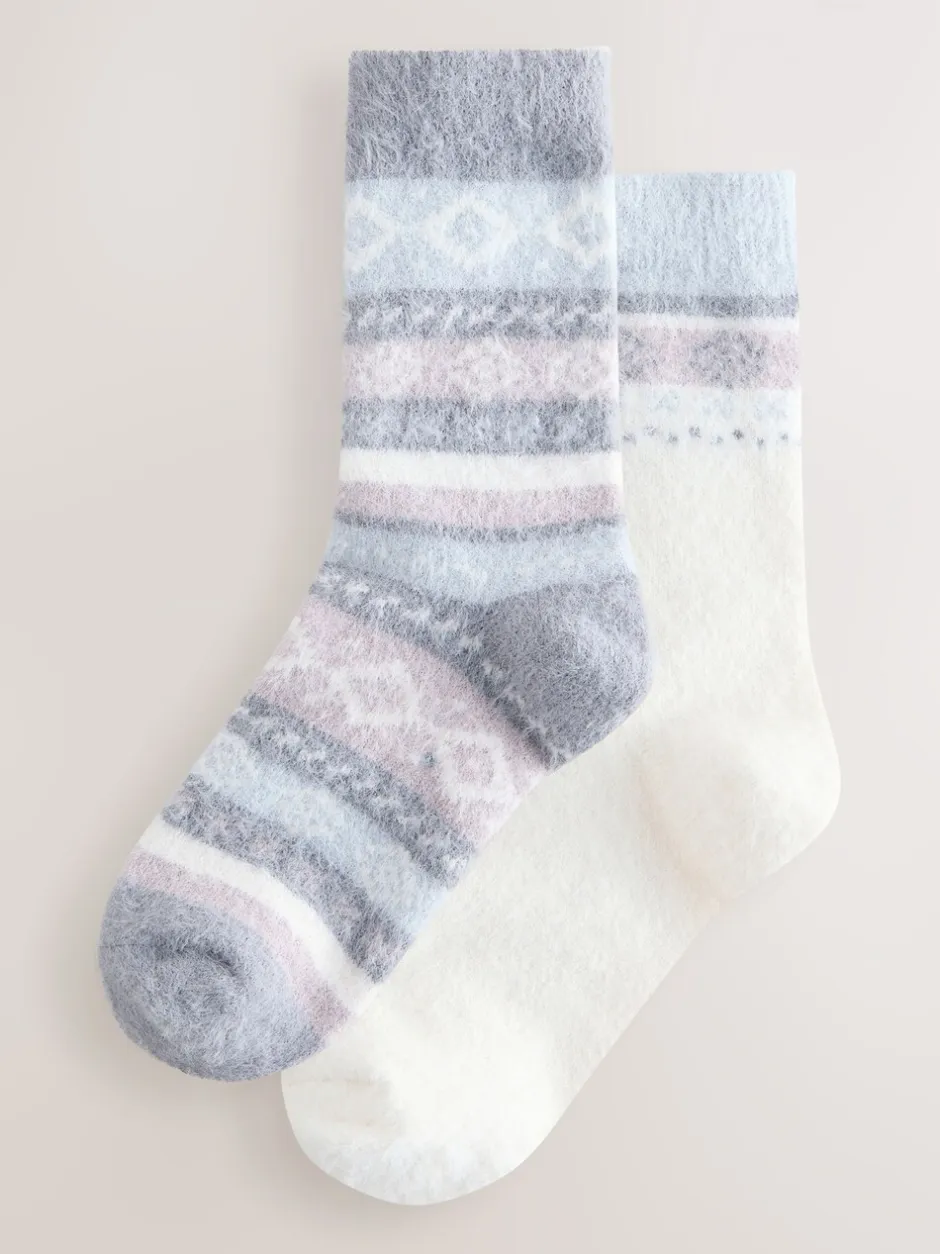 Sokken En Panty's*Next Zwart/pastel fairisle - 2 Paar superharige behaaglijke sokken