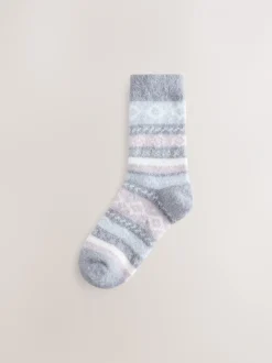 Sokken En Panty's*Next Zwart/pastel fairisle - 2 Paar superharige behaaglijke sokken
